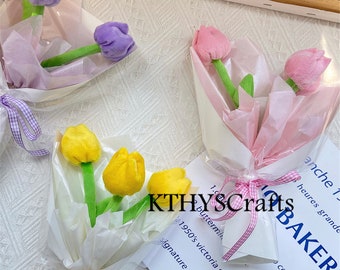 Süßer Plüsch TulpenStrauß Weihnachtsstrauß Geschenk für Sie Hochzeit Brautjungfer Bouquet.FloralEr Vintage Blumenstrauß.Perfektes Geschenk