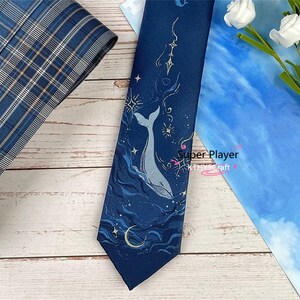 Uniform whale print Tie.Handmade Shirt tie.blue tie.best man tie.New style Blue Universe wedding tie.Prom tie.GIFT FOR FRIENDS.birthday gift