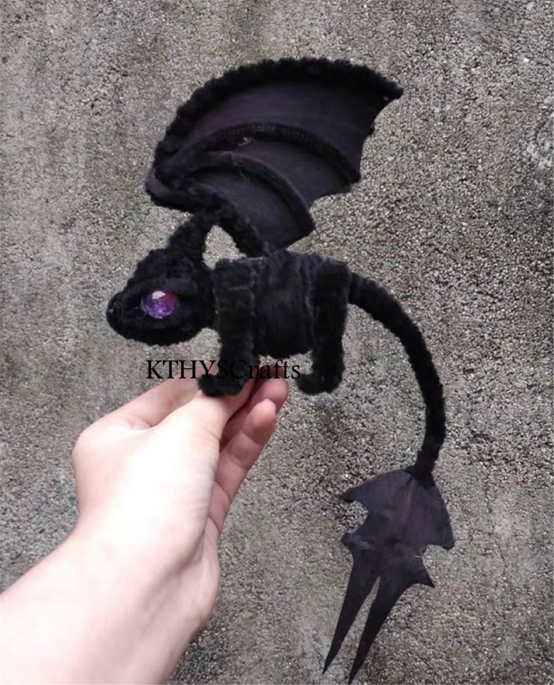 Black/purple Dragon Toy Gift for Friends Handmade Cute Small - Etsy