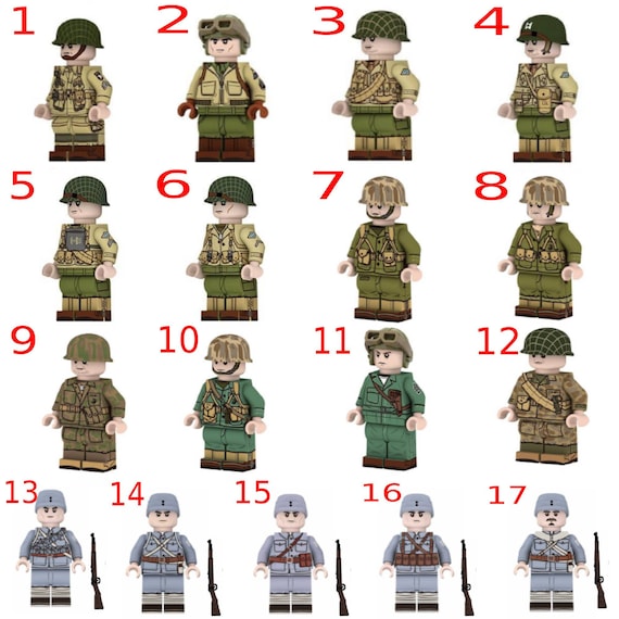 Custom Lego World War 2 German vs USA Military Soldiers Army Minifigures & Brick 