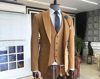 3 Piece Suit Camel - Etsy