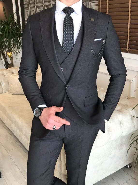 dark grey slim fit suit