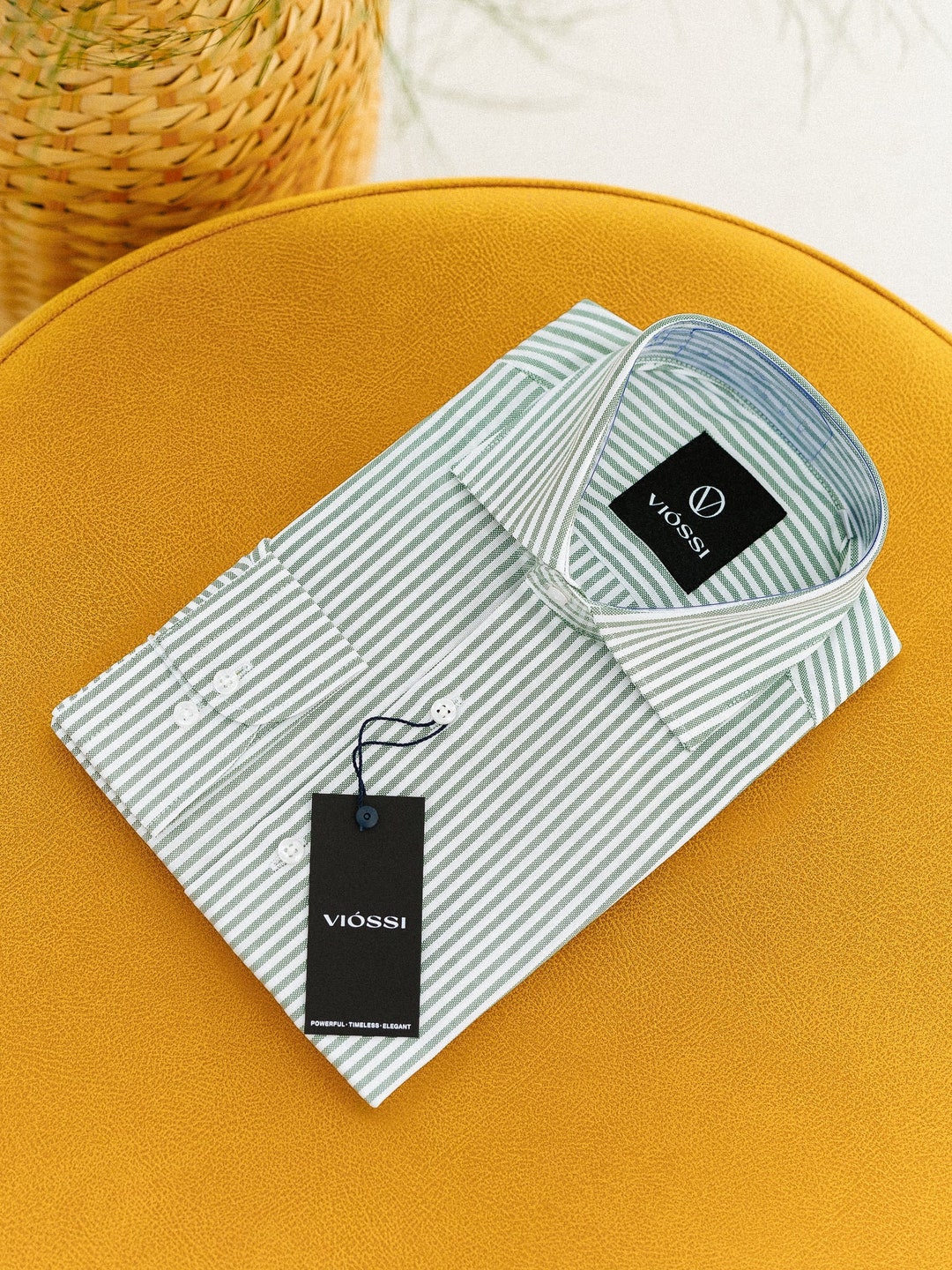 Green Striped Italian Spread Collar Shirt Etsy