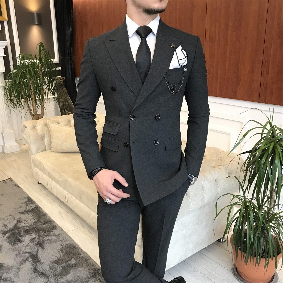 dark grey slim fit suit