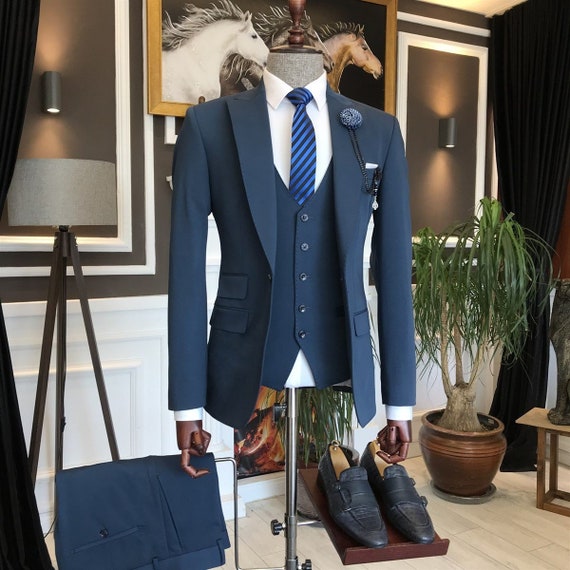 Trajes JACK \u0026 JONES Hombre | De Corte Slim Pantalones De Traje Azul /  Medieval Blue - OC Legends
