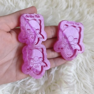 Final Fantasy Moogle siliconen mal voor epoxyhars, 5 cm sleutelhanger & 3,5 cm oorbellen Moguri mal, glanzende siliconen mal voor hars