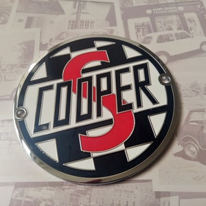 Classic Mini Cooper S Chrome Grille Badge Vintage Car High Quality Enamel Mpi Works BMC Special Tuning Mk1 RSP BMW Sport 500 Gift For Him