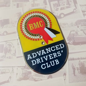 Classic Mini Cooper S BMC Advanced Drivers&#39; Club Grille Badge Vintage Car High Quality Enamel Mpi Works MGB Special Tuning Mk1 Gift For Him
