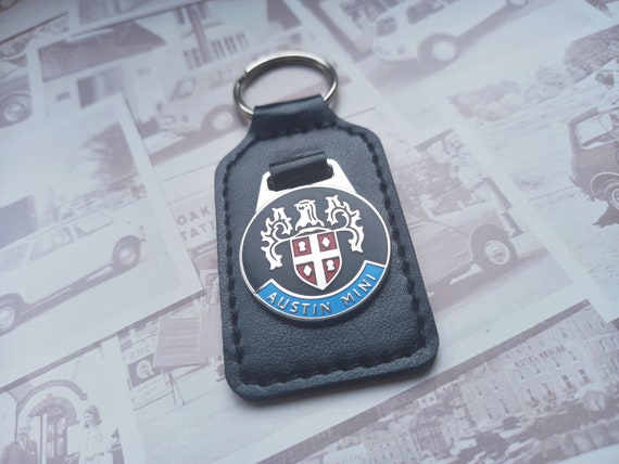 Classic Mini Cooper S Austin BMC mk1 Downton 1380 Vintage Car Key Fob Ring  High Quality Enamel Mpi Works Leather Rover BMC 1275 Gift For Him