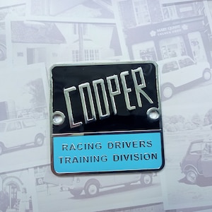 Classic Mini Cooper S Racing Drivers Training Division Grille Badge Vintage Car Enamel Mpi Works BMC Special Tuning Mk1 1275 Gift For Him