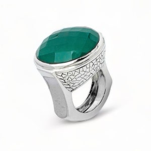 Chunky Statement ring, 925 silver Gemstone ring, Green Onyx ring, gift for her, gift for mom