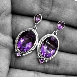 Amethyst Dangle Earrings: 925 Sterling Silver Jewelry