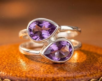 Purple Amethyst Ring, Multi Stone Ring, Women Promise Ring, Wedding Engagement Gift Ring, Birthstone Ring, Gift For Birthday