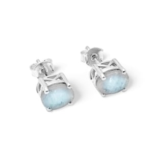 Pendientes de plata 925 con piedras preciosas, pendientes de piedra lunar auténtica, pendientes de gemas ovaladas, pendientes delicados, regalo para ella