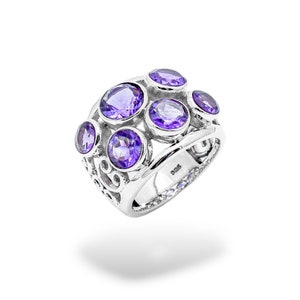925 Sterling Silver Amethyst Ring: Purple Gemstone Jewelry