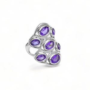 Genuine Amethyst Statement ring, 925 sterling silver purple gemstone jewelry, Boho ring, gift for her