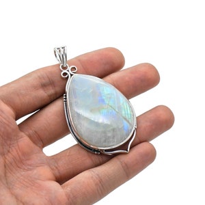 Large moonstone Pendant, 925 Silver Pendant, Mother's day gift