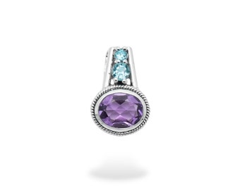 Amethyst & Blue Topaz Pendant: 925 Sterling Silver Gemstone