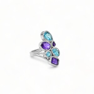 Unique Cluster Cocktail Design 925 Sterling Silver ring with Natural Gemstone Variations Stylish ring: Unique Cluster Cocktail Design