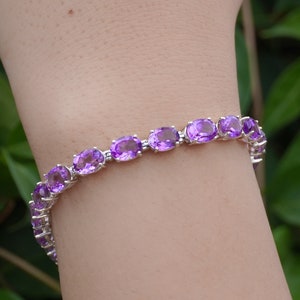 Natural Amethyst Bracelet, 925 Sterling silver Bracelet, Statement bracelet, Gift for her, Anniversary gift