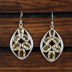Handmade Citrine earrings, 925 Sterling Silver Dangle Earrings, Gift for her