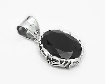Black Spinel pendant 925 silver pendant Black Stone pendant Gemstone Pendant gift for her