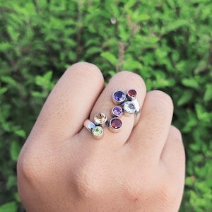 7 Chakra Gemstone Handmade Ring Unique Designer Rainbow Ring 925 Solid Sterling Silver Multi-Gemstone Ring Healing Yoga Spiritual Jewelry