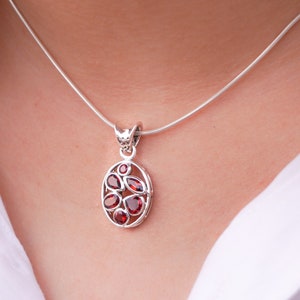 Natürlicher Granat Anhänger, 925 Silber Anhänger, Edelstein Anhänger, Geschenk für Sie