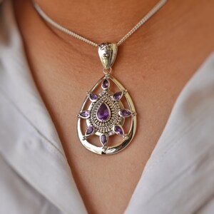 Vintage Style Pendant, 925 Sterling Silver Pendant, Amethyst Pendant, high quality pendant