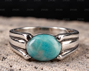 Natural Amazonite Ring, 925 Sterling Silver Ring, Green Gemstone Ring, Handmade Ring, Bohemian Ring, Wedding Promise Ring, Gift Ring