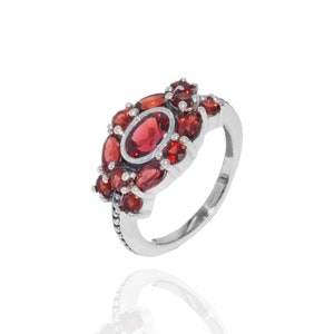 Red Garnet Ring, 925 silver jewelry, gemstone ring, ,gift for her