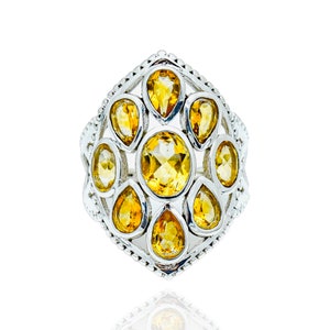 Genuine Citrine ring, 925 Sterling Silver jewelry, Gift for mother