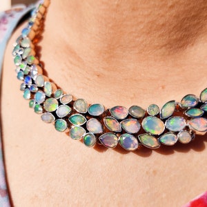Ethiopian Opal Necklace 925 Silver Necklace wedding necklace bridal necklace AAA+ quality fire opal jewelry Gift For her