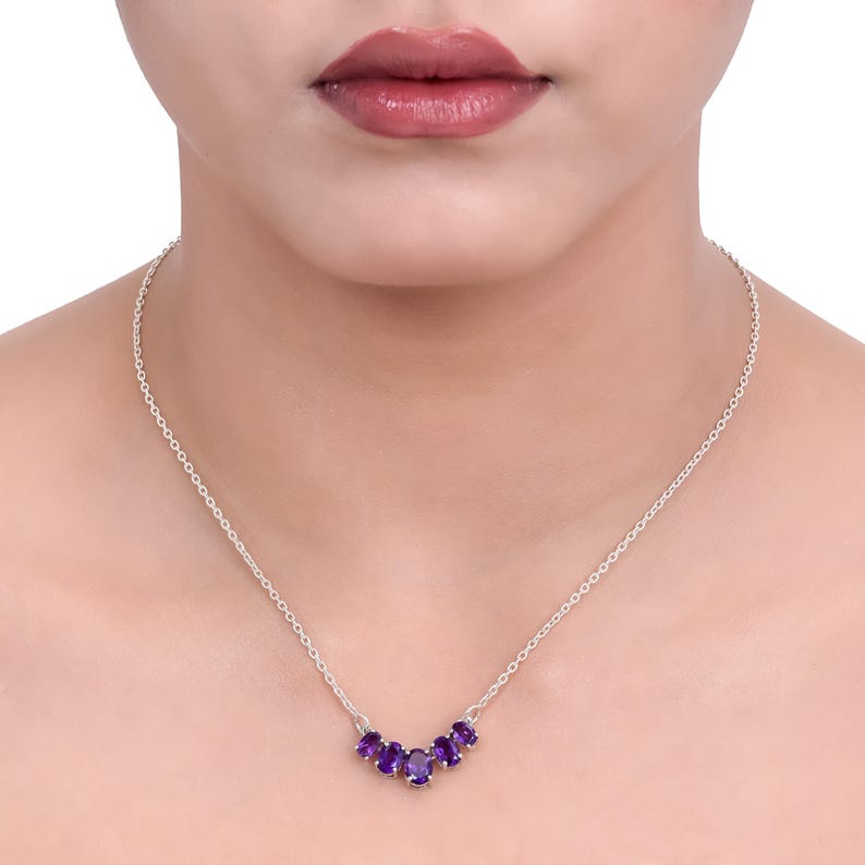 Dainty Gemstone Necklace: Sterling Silver, Natural Citrine, Garnet, and More image 2