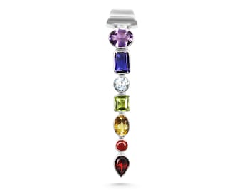 Chakra Pendant, 925 Sterling Silver Multi-Stone Pendant, Healing Jewelry, Minimalist Pendant, 7 Chakra Gemstone Pendant, Birthstone Pendant