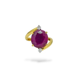 18k Gold Ruby Ring – Certified Ruby & Diamond Dainty  Ring – Elegant Gemstone Jewelry Gift for Her, Valentine&#39;s Day Gift, unique ruby ring
