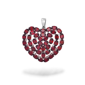 Red Heart Necklace Pendant,  Garnet Gemstone Handmade Heart Pendant, 925 Solid Sterling Silver Beautiful Heart, Christmas and Valentine Gift