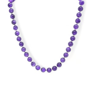 Amethyst Bead Necklace: 925 Sterling Silver, Natural Gemstone