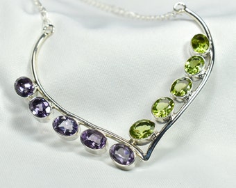 Sterling Silver Gemstone Necklace: Handmade Heart Jewelry