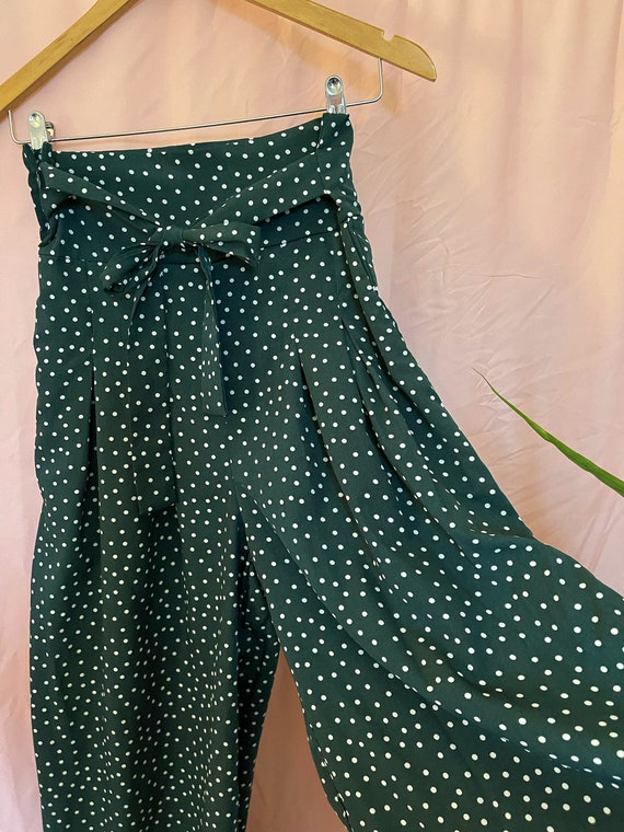 Vintage Wide leg pleated green pants