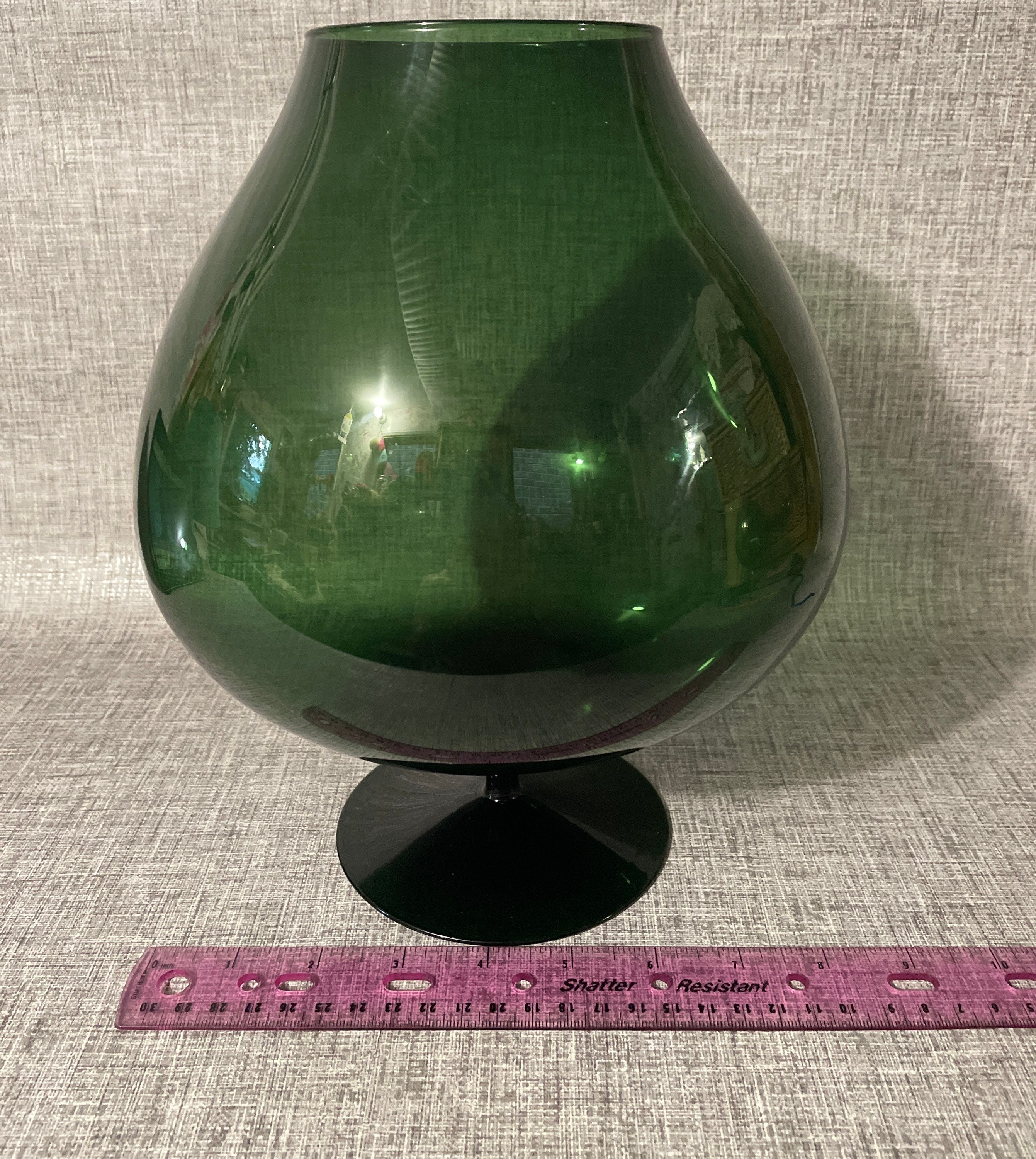 Retro Oversized Green Glass Brandy Balloon Vintage Mid Etsy UK