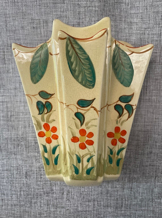 Rare Vintage Arthur Wood Vase Art Deco Geometric Wall Etsy UK