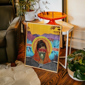 Portrait de femme dans un style collage surréaliste - Art vintage pour la decoration intérieure