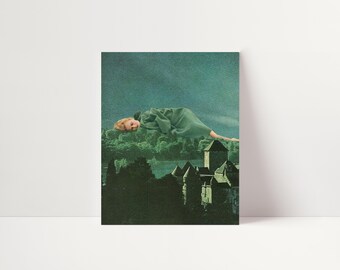 Green Surreal Art Print – Dreamy and Colorful Vintage Wall Decor for Home or Gallery  Mother’s Day Gift, Gift for Mom #021