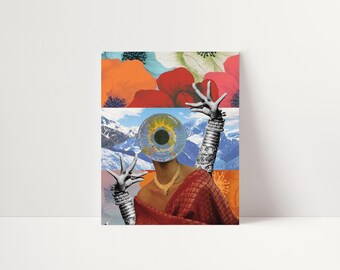 Surreal Third Eye Art Print: Mystical Feminine Collage, Boho Meditation Decor #048