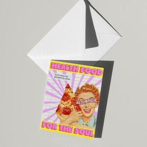Lustige Valentinstag Karte - Pizza True Love Retro Gruß (5x7)