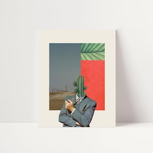 Ich denke also steche ich - Surrealer Collage Kunstdruck