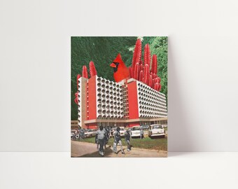 Exotic Architecture, Surreal Bird Collage, Quirky Wall Decor #67