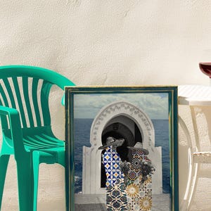 Impression d'art bleue Décoration d'intérieur Art murale Impression d'art marocain Art marin pour la maison