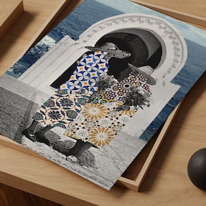 Impression d'art bleue Décoration d'intérieur Art murale Impression d'art marocain Art marin pour la maison